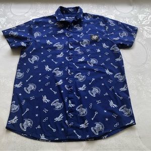 Harry Potter Wizarding World Boys Size 14 Royal Blue/White Button-Up Shirt Top